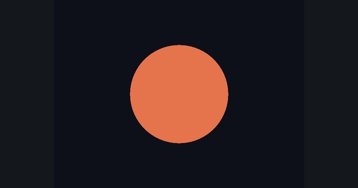 The picture produced by the shader in the lesson "3D, step 2: is a point inside the sphere?"