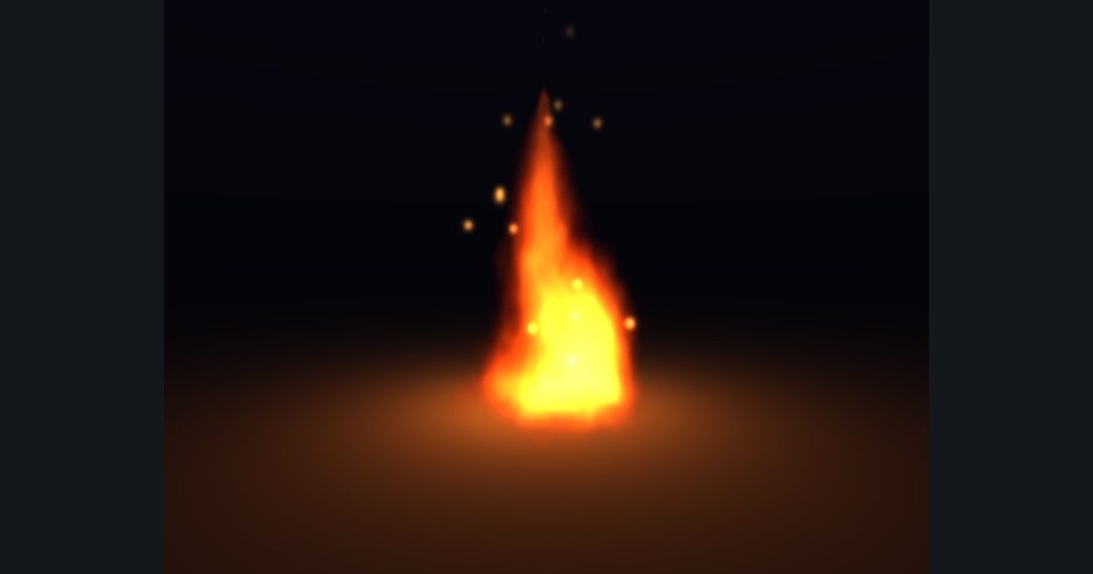 The picture produced by the shader in the lesson "Fire 2: a campfire at night"