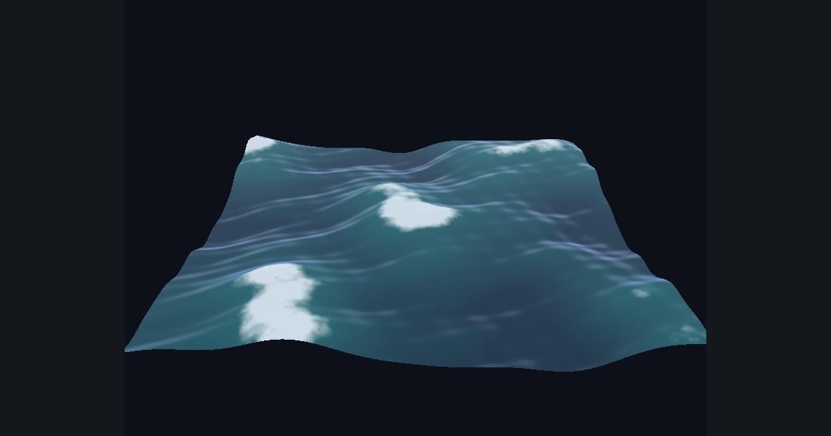 The picture produced by the shader in the lesson "Ocean 5: the same sea on a real mesh"