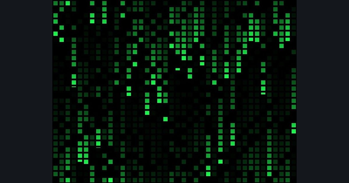 The target picture for the shader challenge "Digital rain"