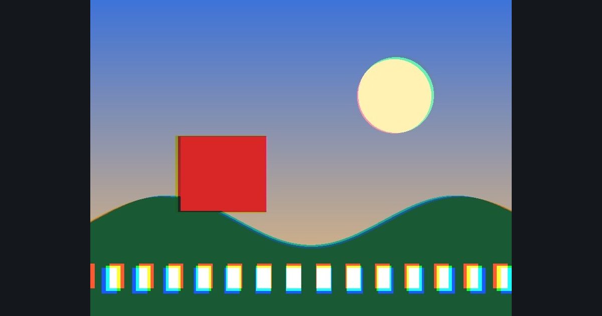 The target picture for the shader challenge "Chromatic aberration"