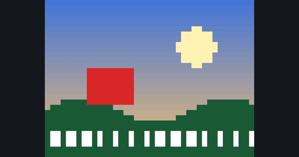 The target picture for the shader challenge "Pixelate"