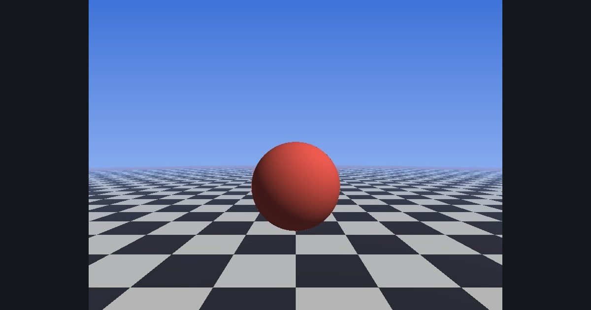The target picture for the shader challenge "Bouncing ball on a checker floor"