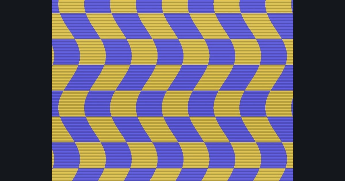 The target picture for the shader challenge "Rippling checkerboard with scanlines"