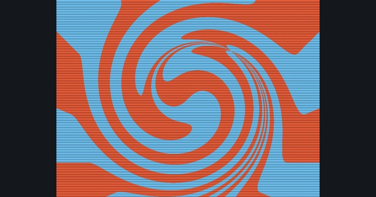 The target picture for the shader challenge "Twisted scrolling rays with scanlines"