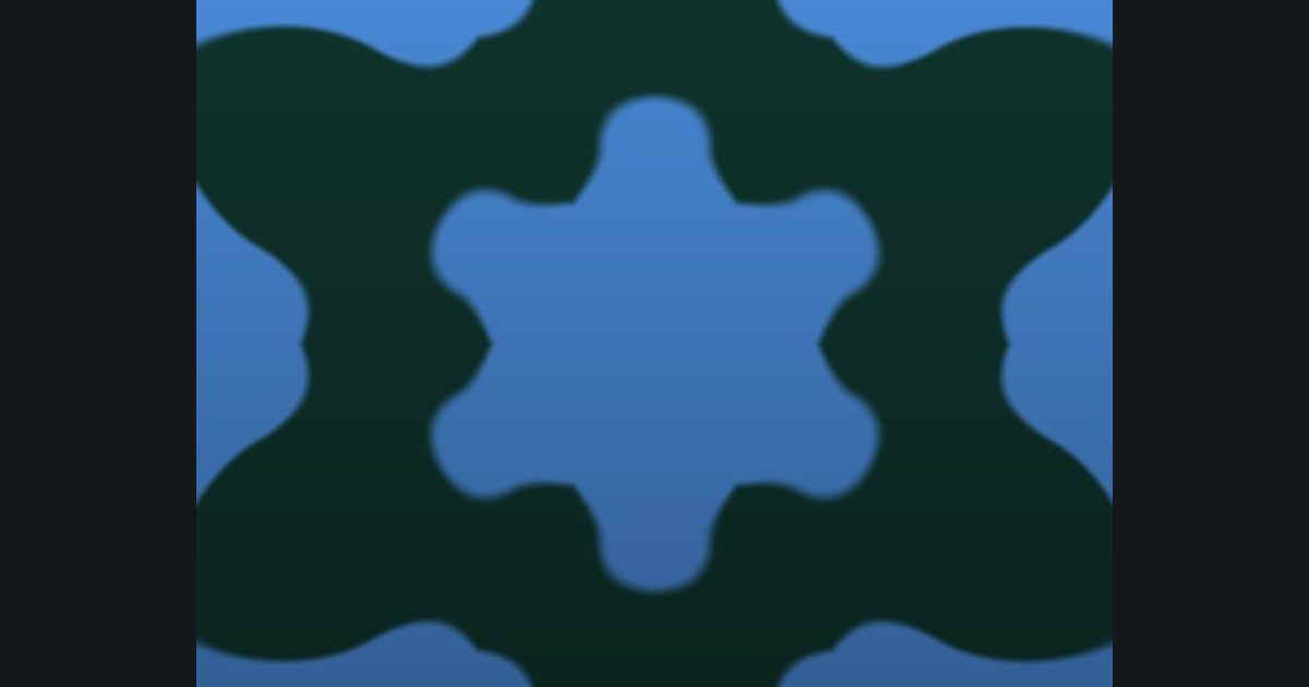 The target picture for the shader challenge "6-way kaleidoscope of noise blobs with a fade to dark at the bottom"
