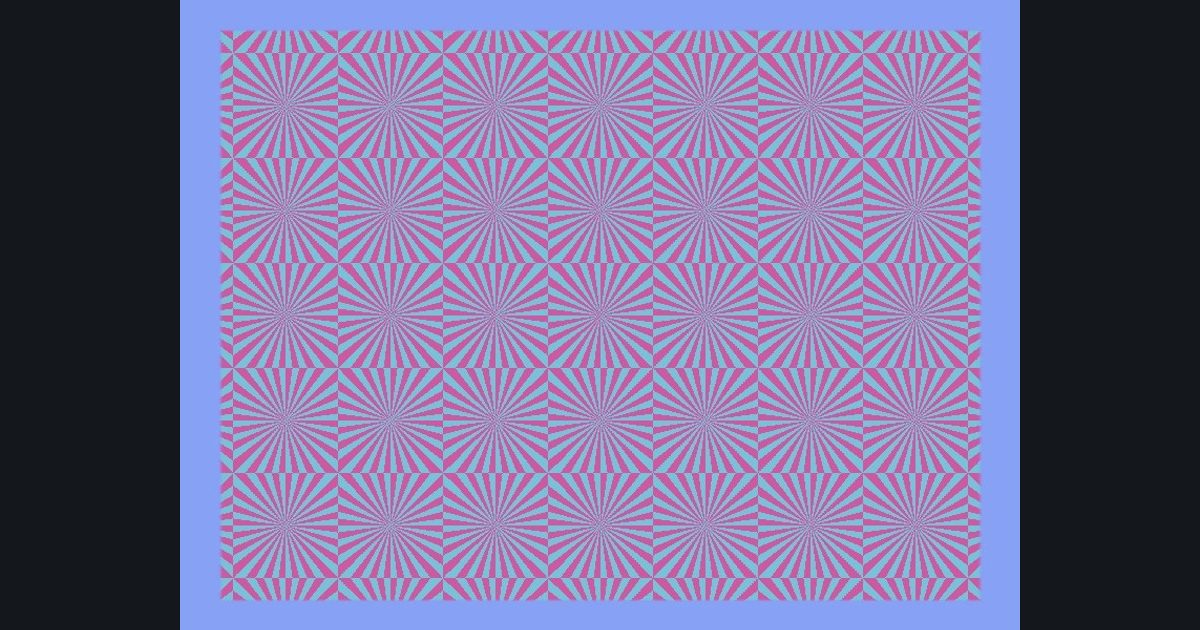 The target picture for the shader challenge "6×6 tiled rays with a border"