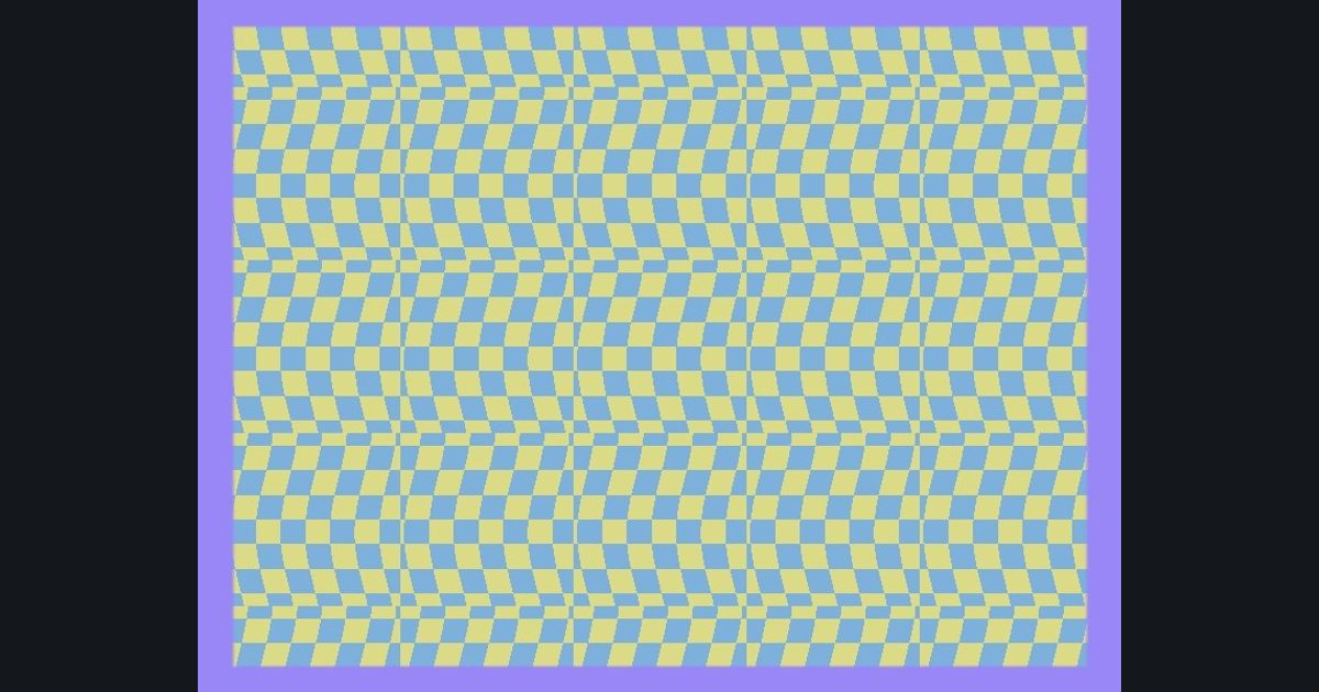 The target picture for the shader challenge "4×4 tiled rippling checkerboard with a border"
