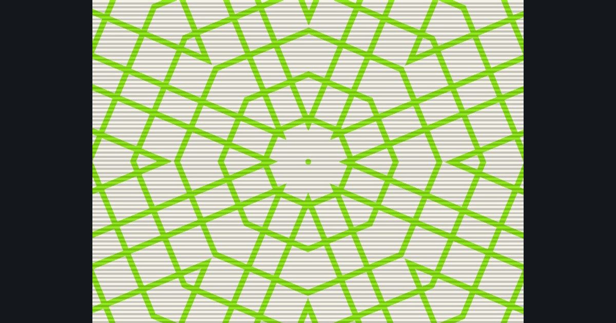 The target picture for the shader challenge "8-way kaleidoscope of grid, scrolling with scanlines"