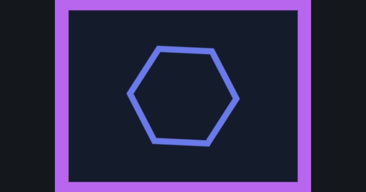 The target picture for the shader challenge "Tilted hexagon outline with a border"
