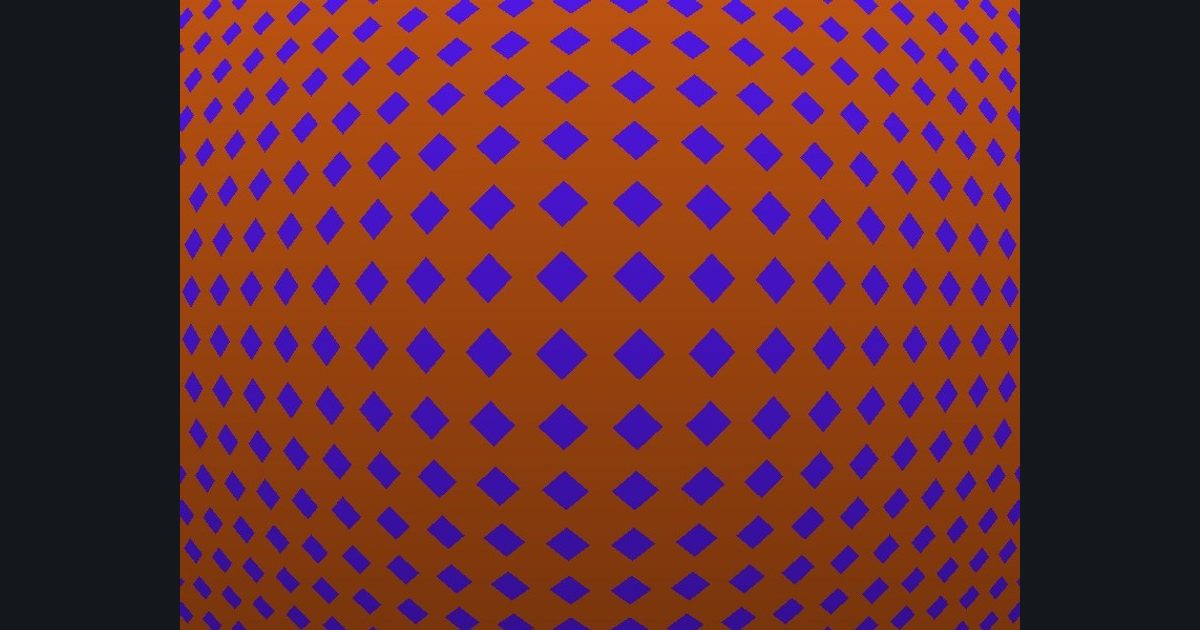 The target picture for the shader challenge "Bulging diamond lattice with a fade to dark at the bottom"