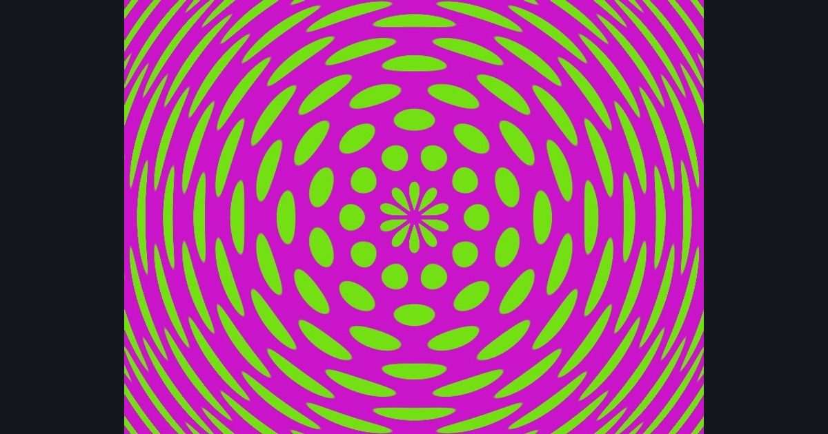 The target picture for the shader challenge "Bulging polar staggered dots"