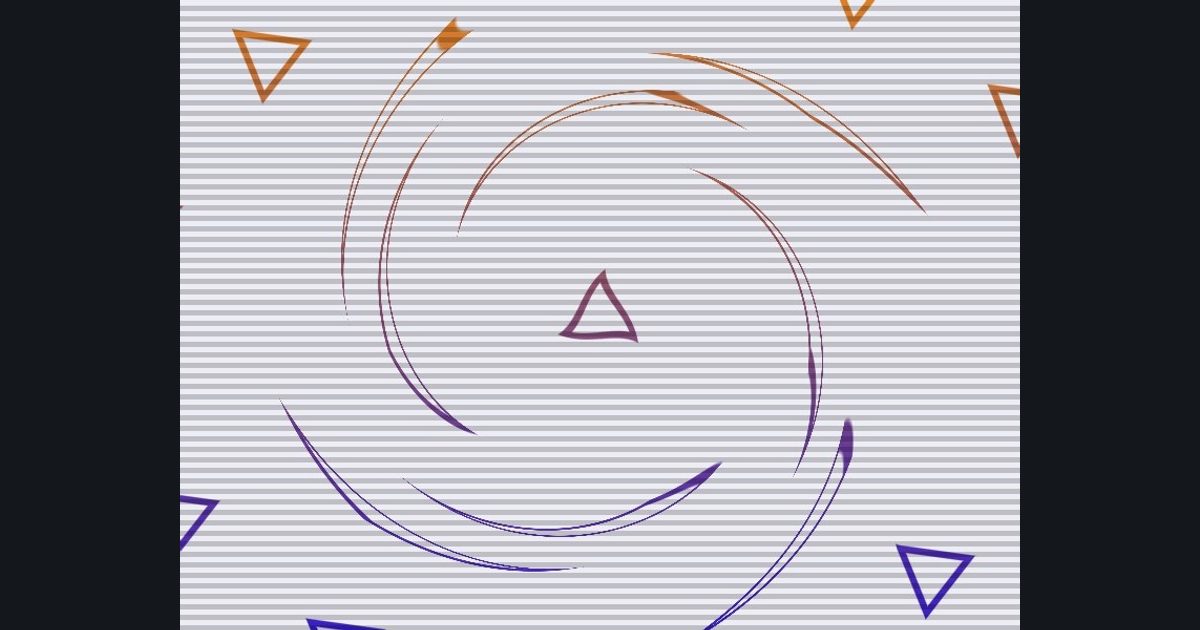The target picture for the shader challenge "Twisted 3×3 tiled triangle outline with scanlines"