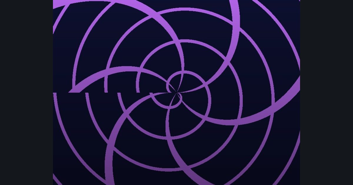 The target picture for the shader challenge "Polar spinning grid with a fade to dark at the bottom"