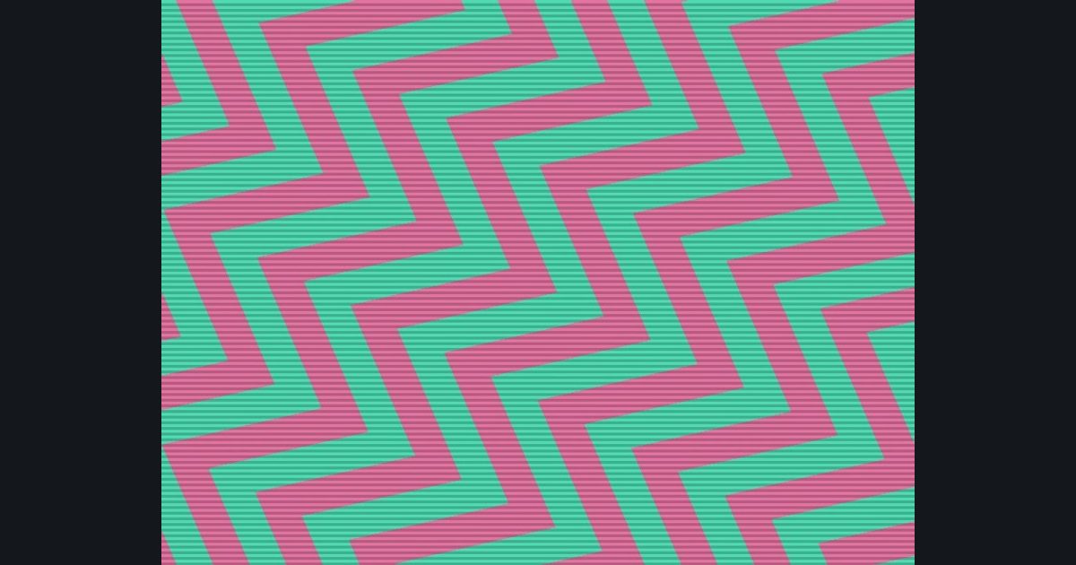 The target picture for the shader challenge "Tilted pulsing zigzag stripes with scanlines"