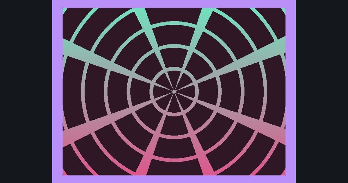 The target picture for the shader challenge "Spinning polar grid with a border"