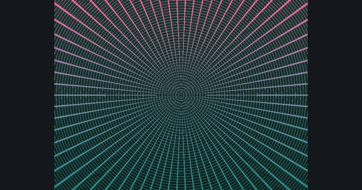 The target picture for the shader challenge "Polar 5×5 tiled grid with a fade to dark at the bottom"