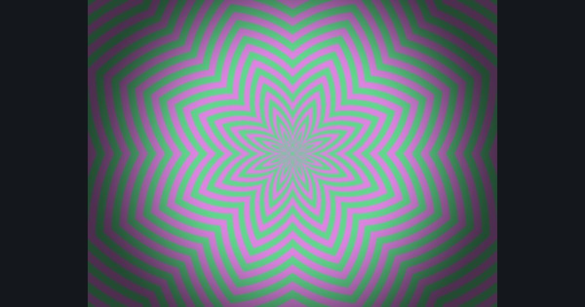 The target picture for the shader challenge "Polar zigzag stripes with a dark vignette"