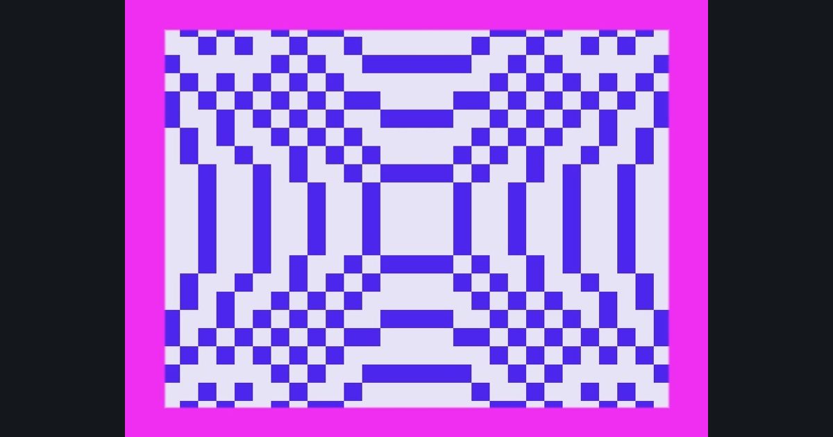 The target picture for the shader challenge "Pixelated polar stripes with a border"