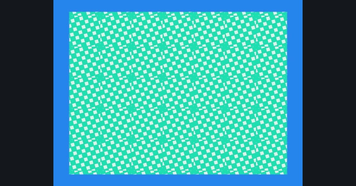 The target picture for the shader challenge "6×6 tiled spinning diamond lattice with a border"