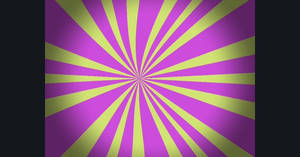 The target picture for the shader challenge "6-way kaleidoscope of rays, rippling with a dark vignette"