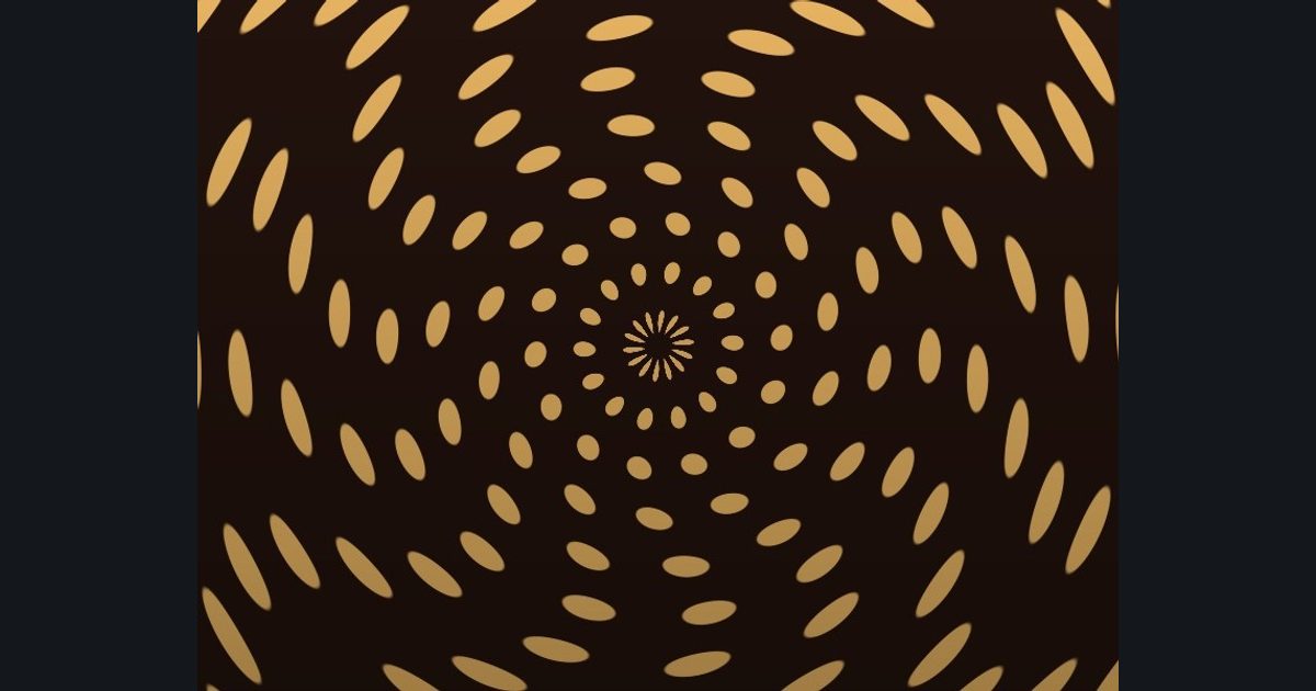 The target picture for the shader challenge "Polar rippling dots with a fade to dark at the bottom"