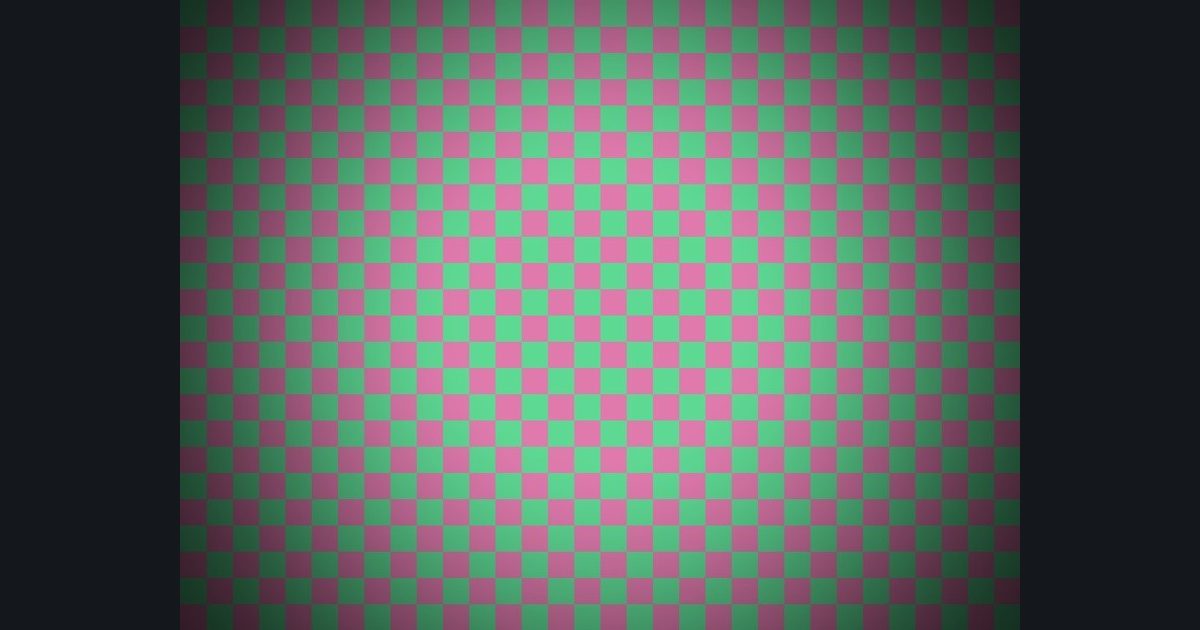 The target picture for the shader challenge "6×6 tiled checkerboard with a dark vignette"