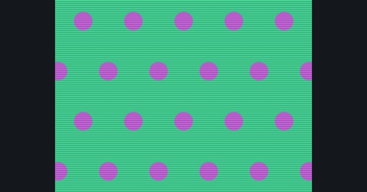 The target picture for the shader challenge "Pulsing staggered dots with scanlines"