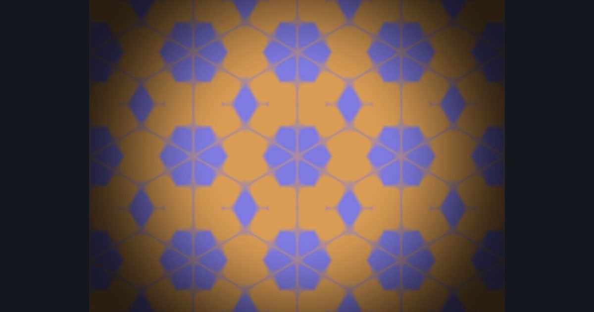The target picture for the shader challenge "6-way kaleidoscope of wave lattice, 3×3 tiled with a dark vignette"