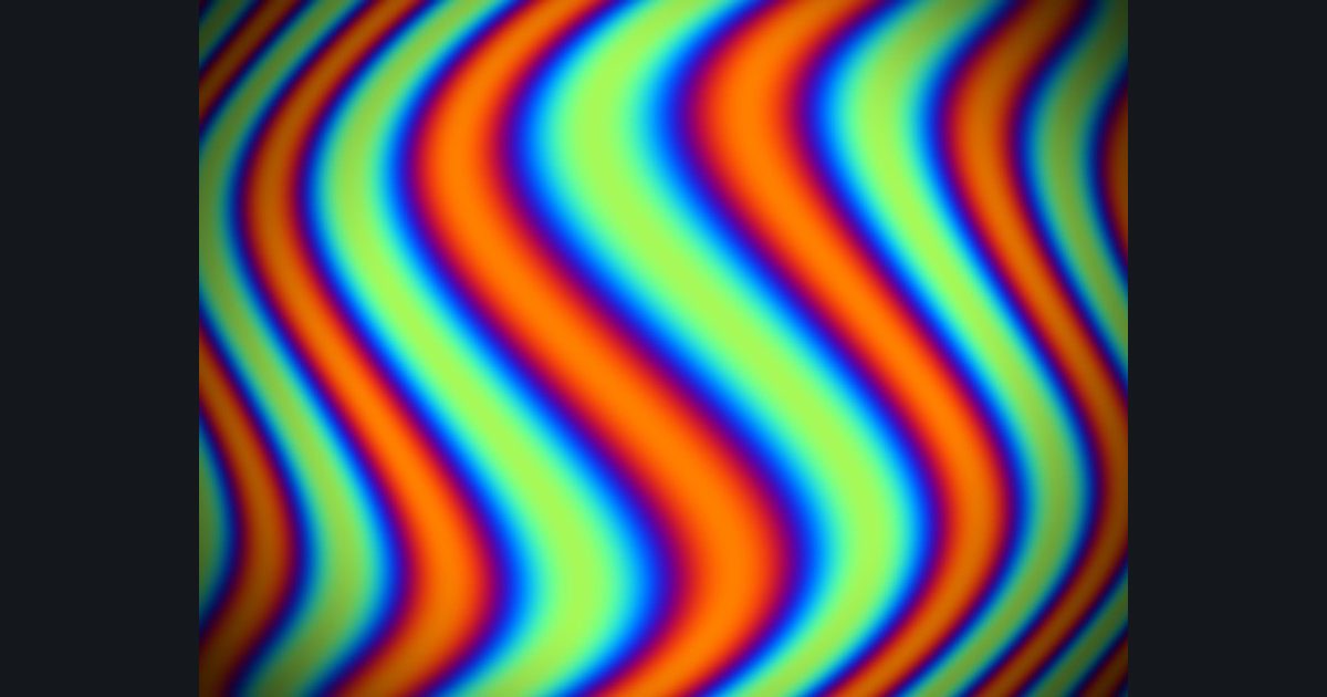 The target picture for the shader challenge "Bulging wavy bands with a dark vignette"