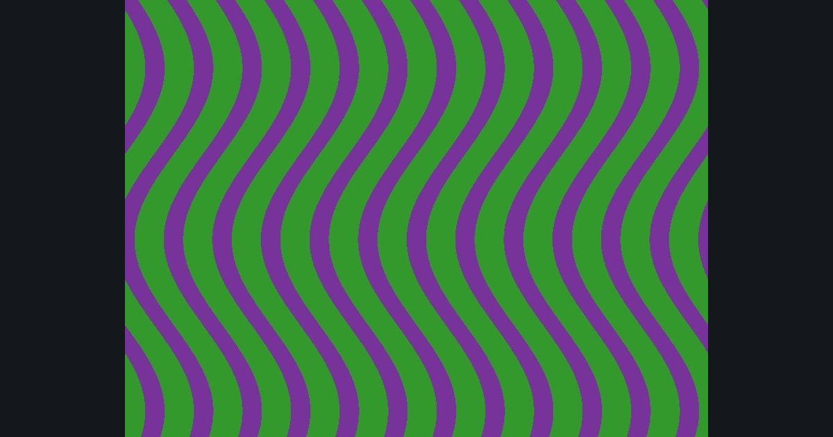 The target picture for the shader challenge "Rippling stripes with a pulsing brightness"