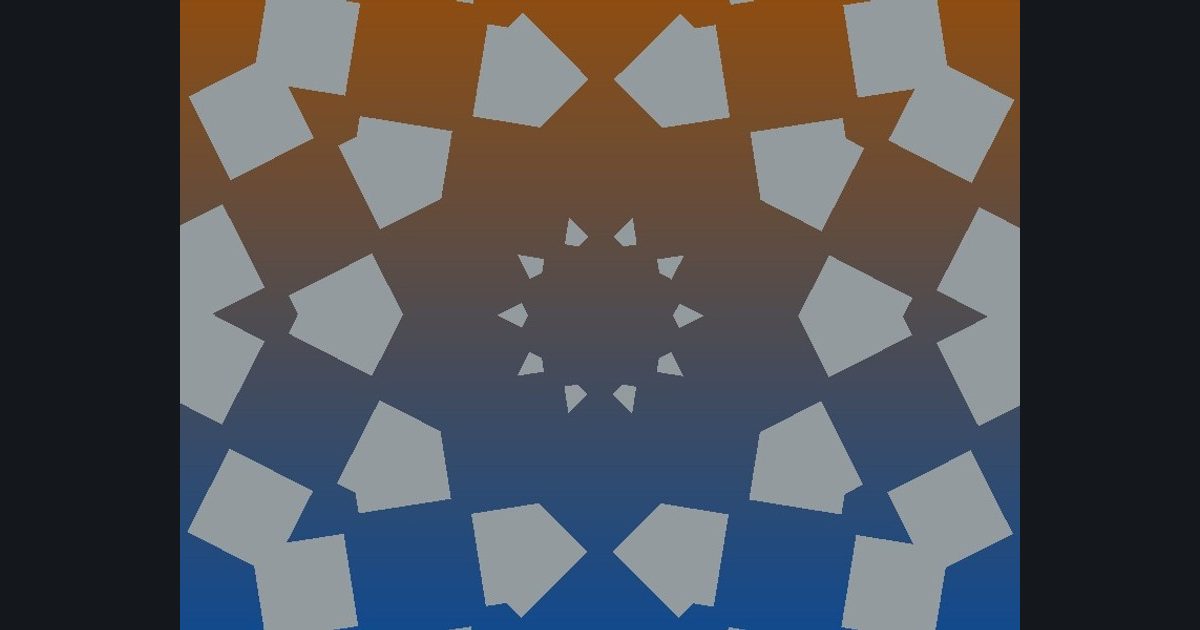 The target picture for the shader challenge "10-way kaleidoscope of diamond lattice with a pulsing brightness"