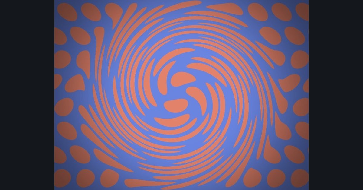 The target picture for the shader challenge "Twisted rippling dots with a dark vignette"