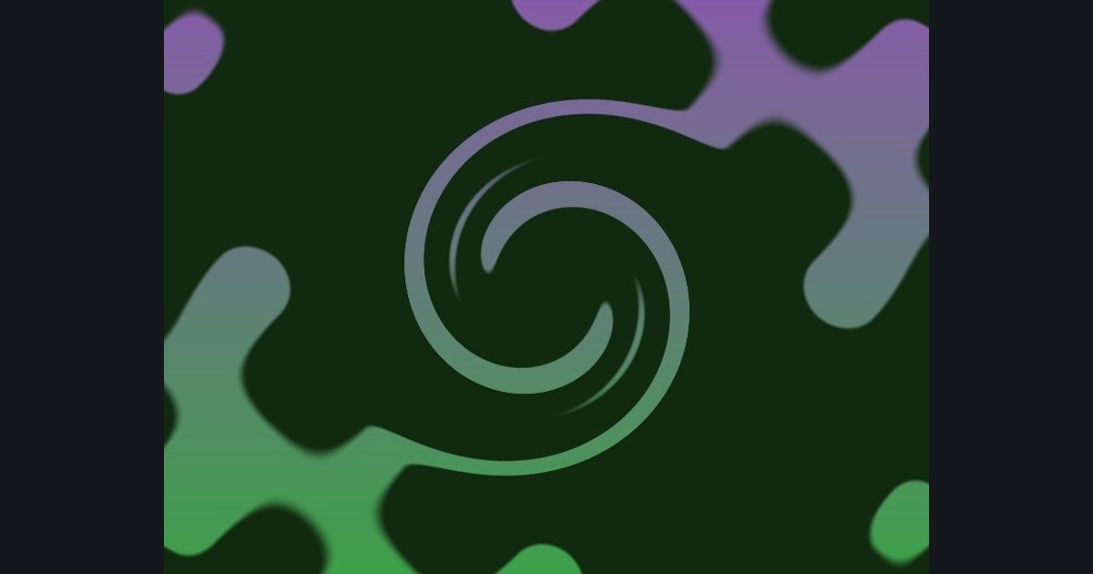 The target picture for the shader challenge "Twisted four-way mirrored noise blobs with a pulsing brightness"