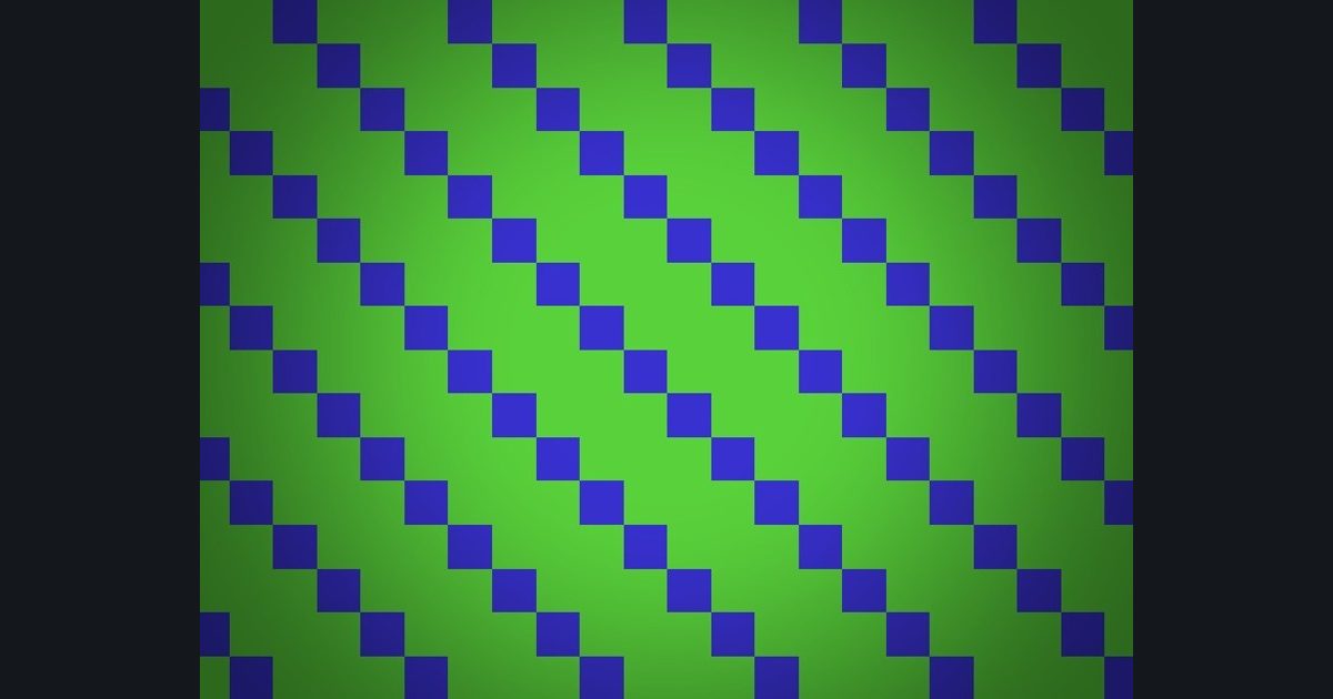 The target picture for the shader challenge "Pixelated stripes with a dark vignette"