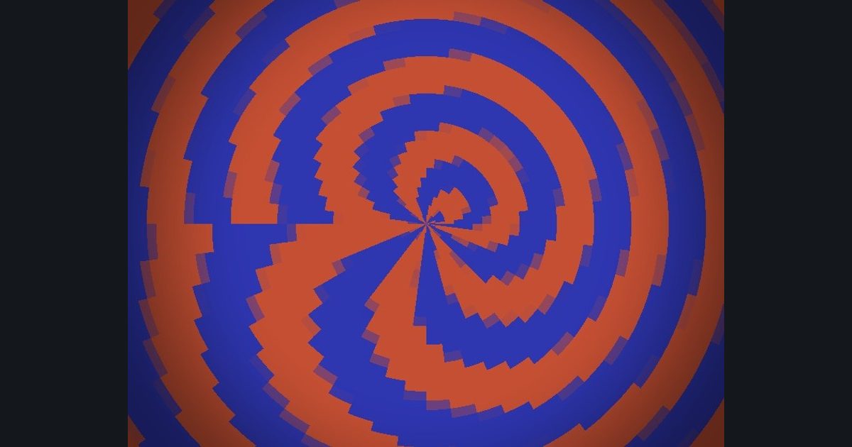 The target picture for the shader challenge "Polar pixelated spiral with a dark vignette"