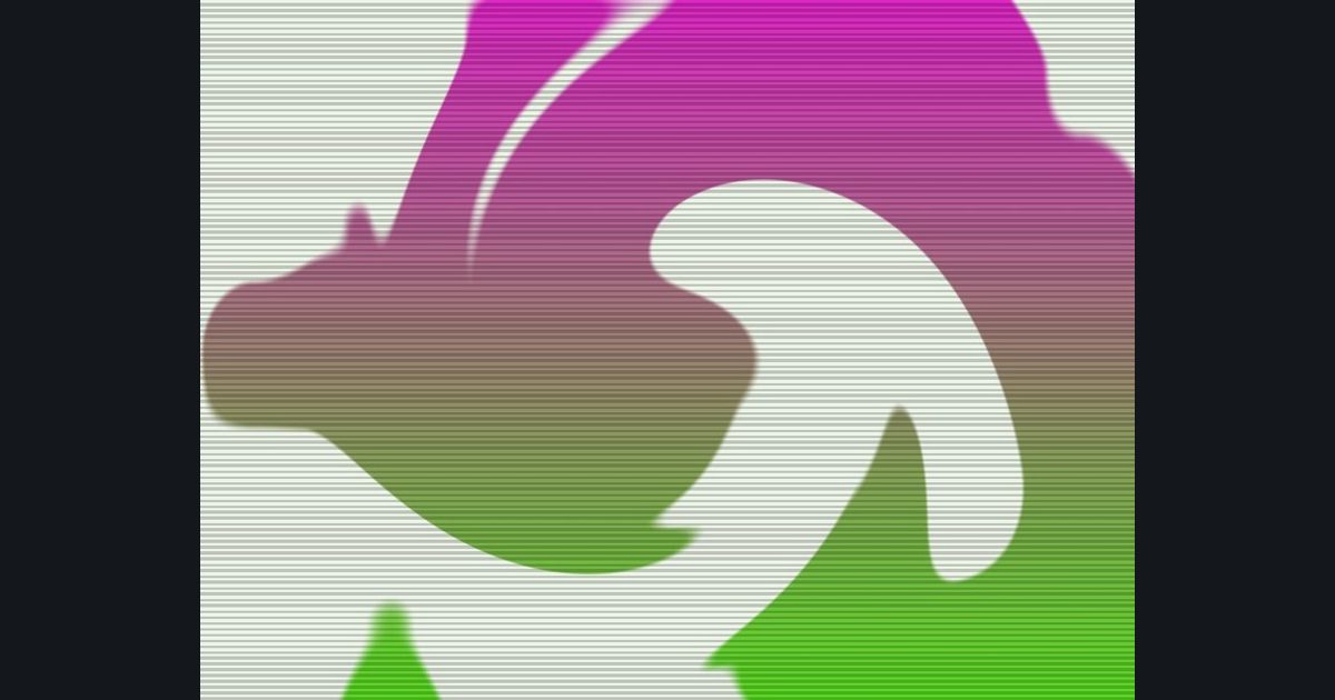 The target picture for the shader challenge "Pulsing twisted noise blobs with scanlines"