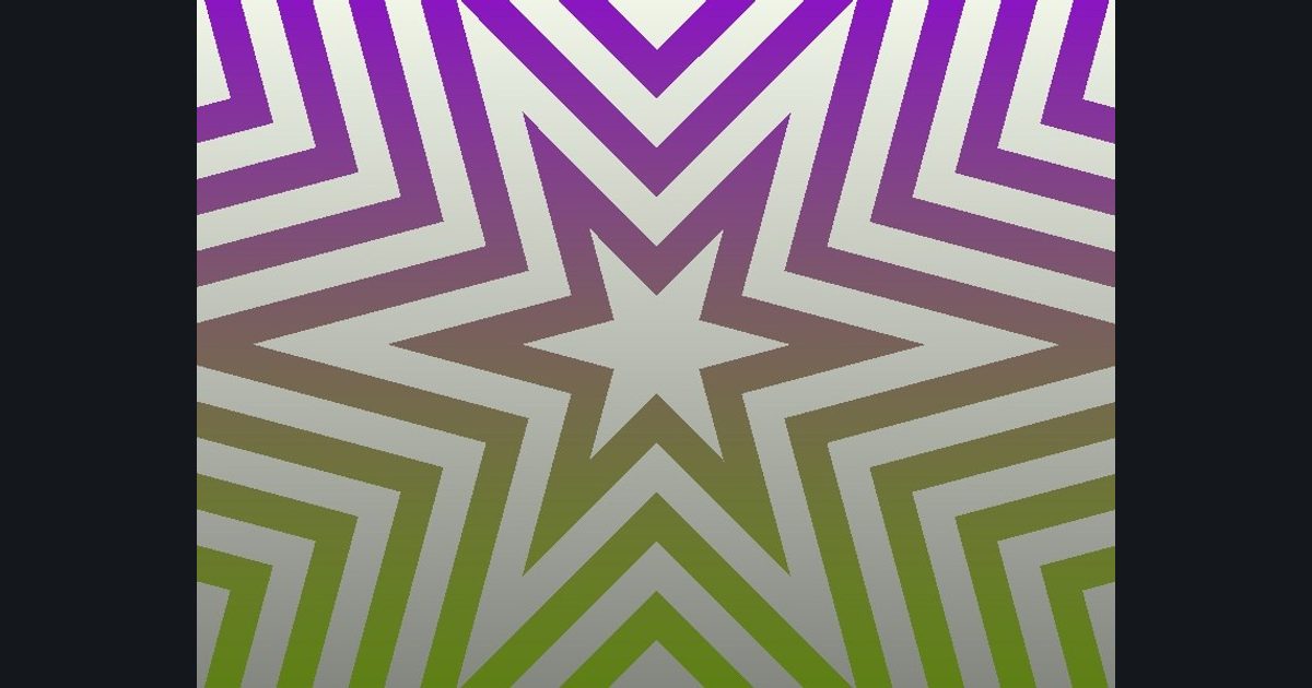 The target picture for the shader challenge "6-way kaleidoscope of stripes with a fade to dark at the bottom"