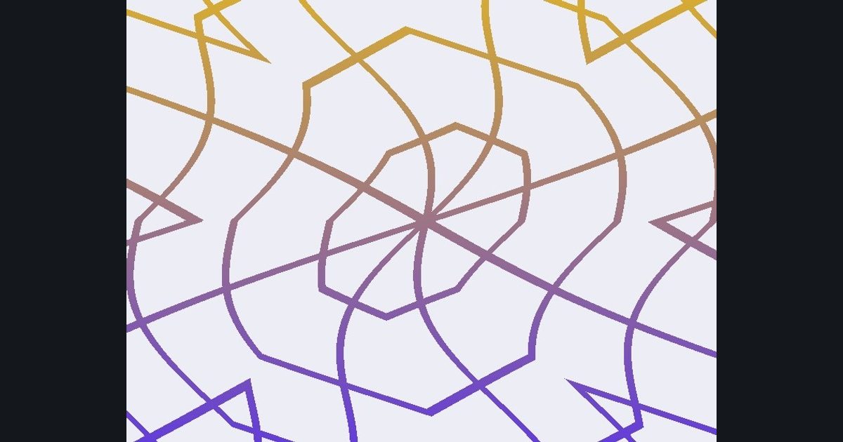 The target picture for the shader challenge "8-way kaleidoscope of grid, rippling"