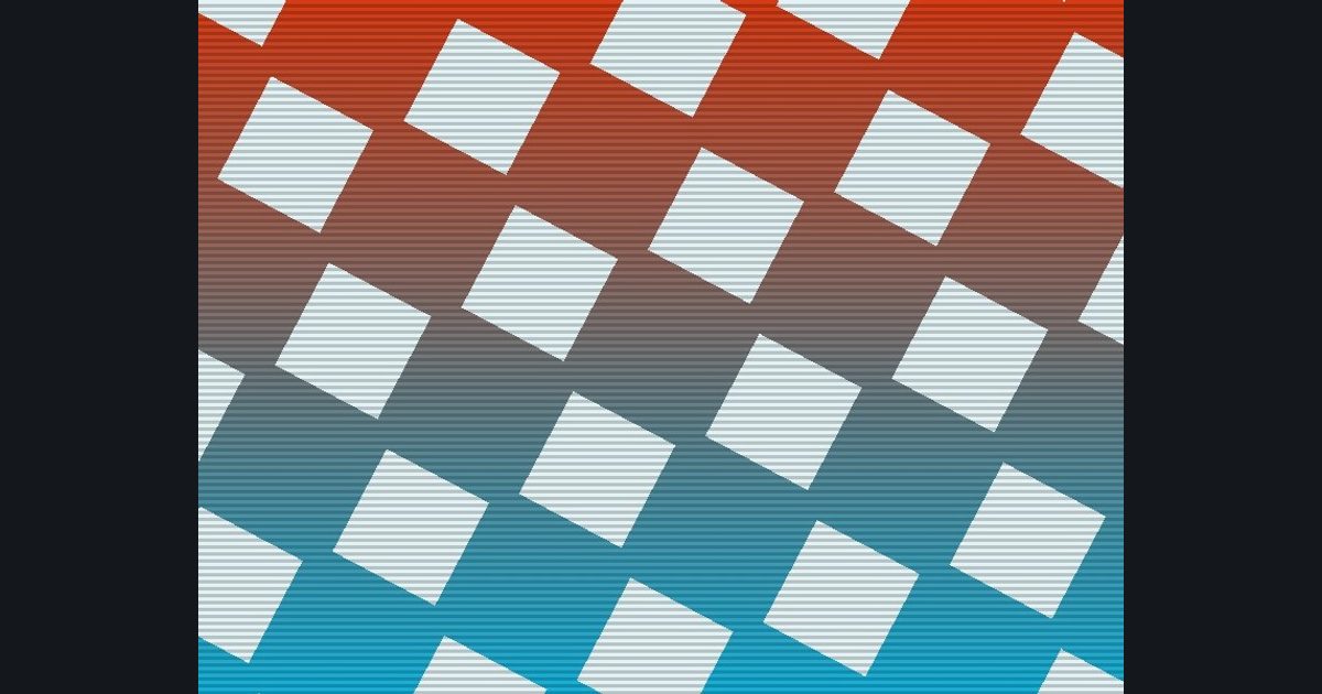 The target picture for the shader challenge "Pulsing tilted diamond lattice with scanlines"