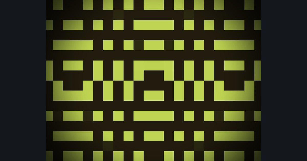 The target picture for the shader challenge "Pixelated staggered dots with a dark vignette"