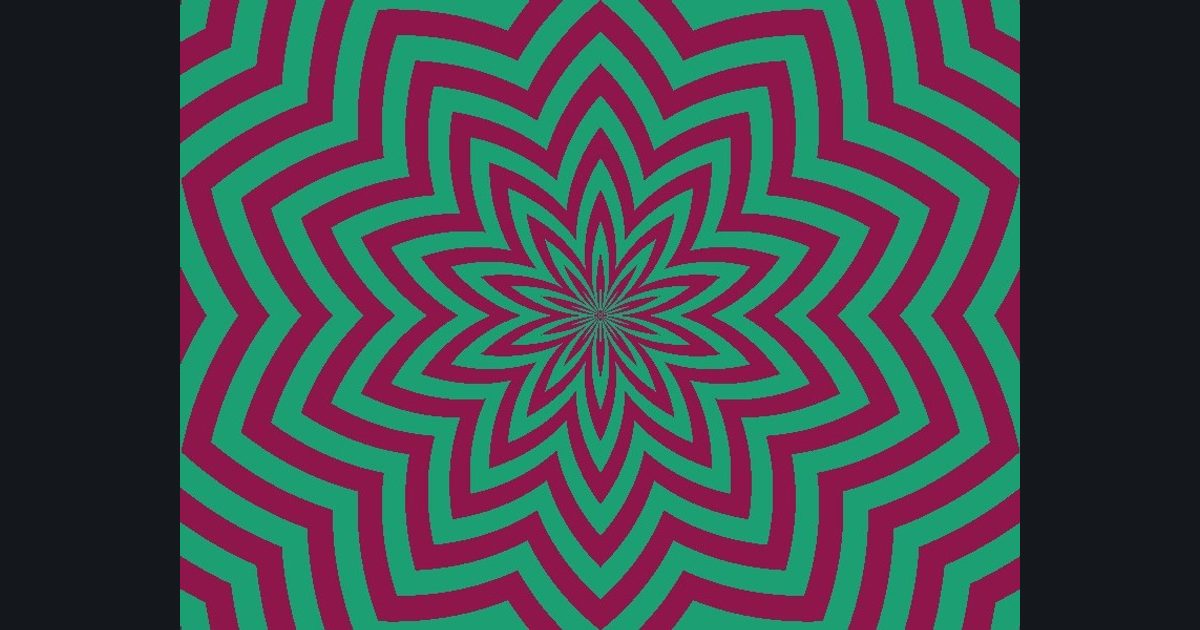 The target picture for the shader challenge "Polar zigzag stripes with a pulsing brightness"
