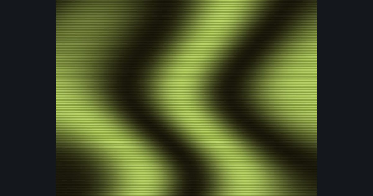 The target picture for the shader challenge "Scrolling pinched wavy bands with scanlines"