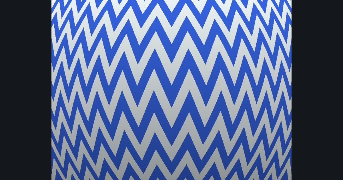 The target picture for the shader challenge "Bulging zigzag stripes with a fade to dark at the bottom"