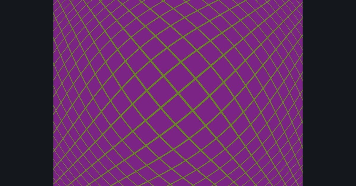 The target picture for the shader challenge "Bulging tilted grid with a pulsing brightness"