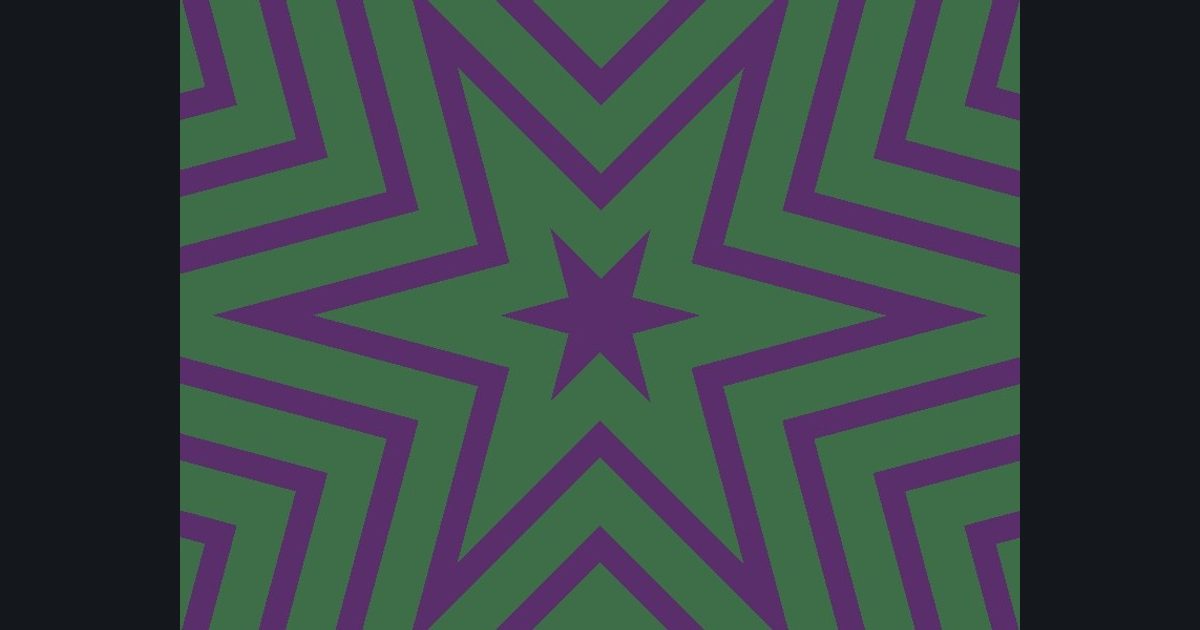 The target picture for the shader challenge "6-way kaleidoscope of stripes, four-way mirrored with a pulsing brightness"