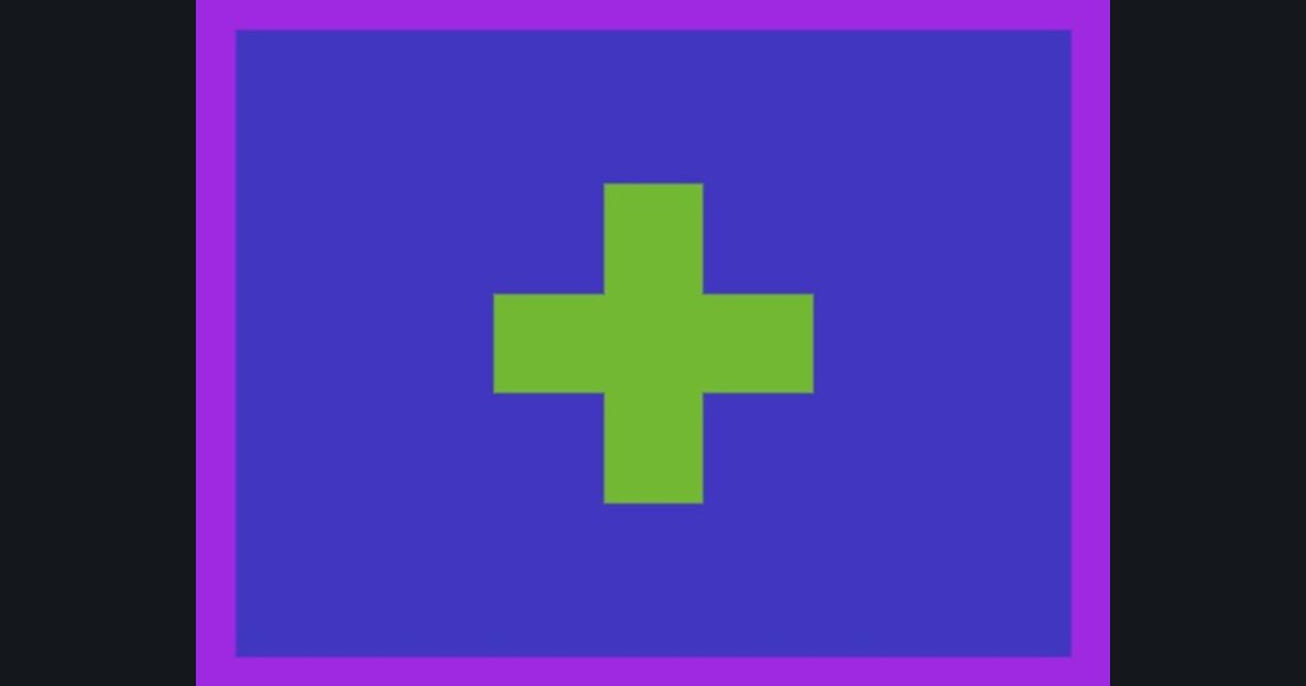 The target picture for the shader challenge "Pulsing cross with a border"