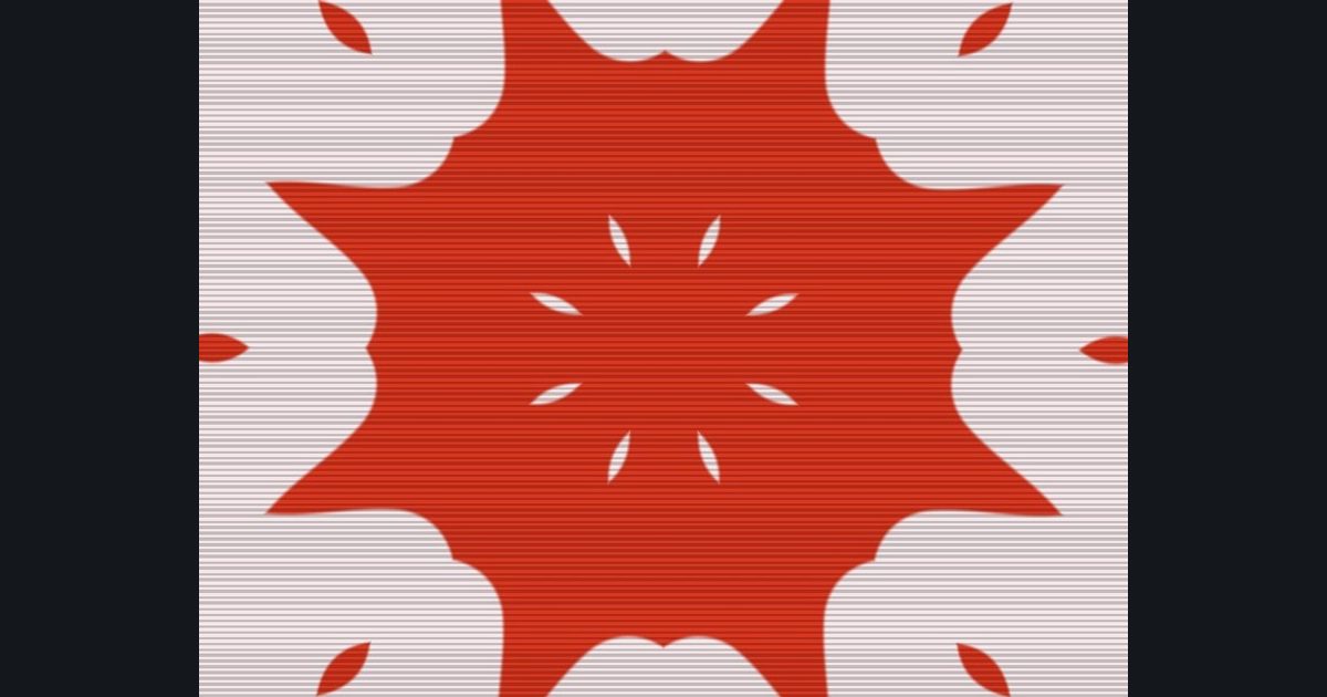 The target picture for the shader challenge "8-way kaleidoscope of noise blobs, tilted with scanlines"