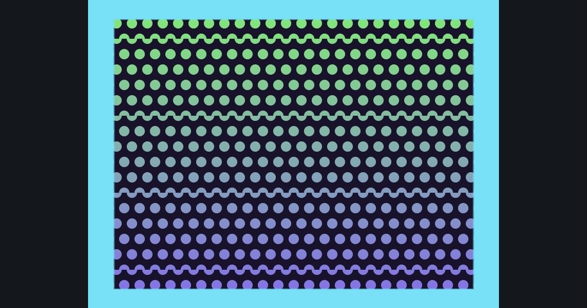 The target picture for the shader challenge "4×4 tiled staggered dots with a border"
