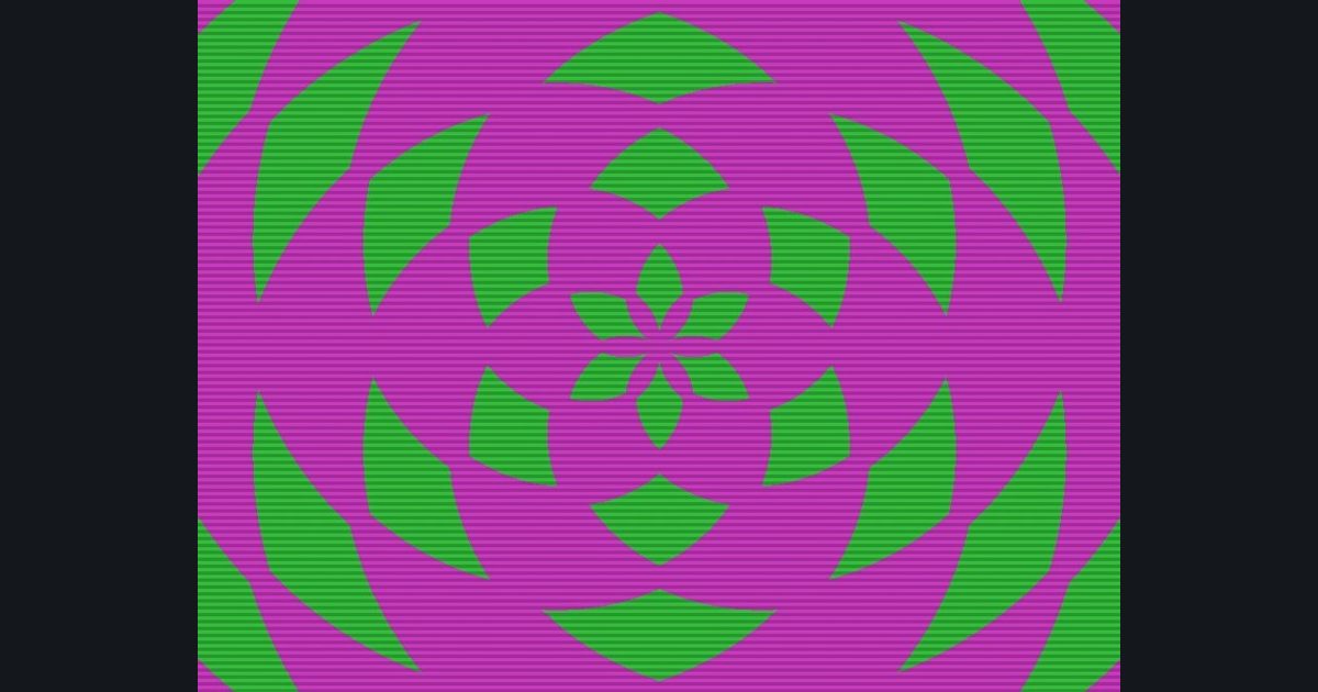 The target picture for the shader challenge "Polar diamond lattice with scanlines"